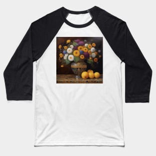 Still Life Painting with Cute Abstract Flowers and Fruit Baseball T-Shirt